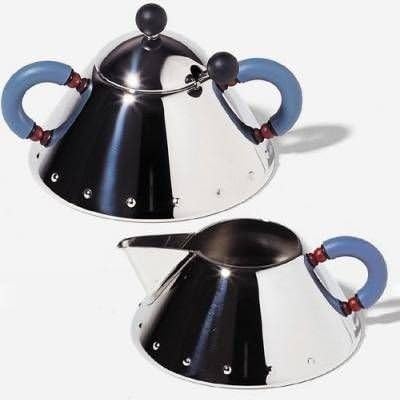 Alessi Rahmkännchen aus Edelstahl mit Griff aus PA, hellblau, 9.2 x 11 x 30.5 cm Silber, Silber