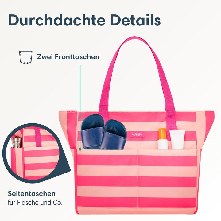LARKSON Strandtasche Damen & Herren - Linn - Grosse Beach Bag für Strand, Schwimmbad, Pool - Tote Ba