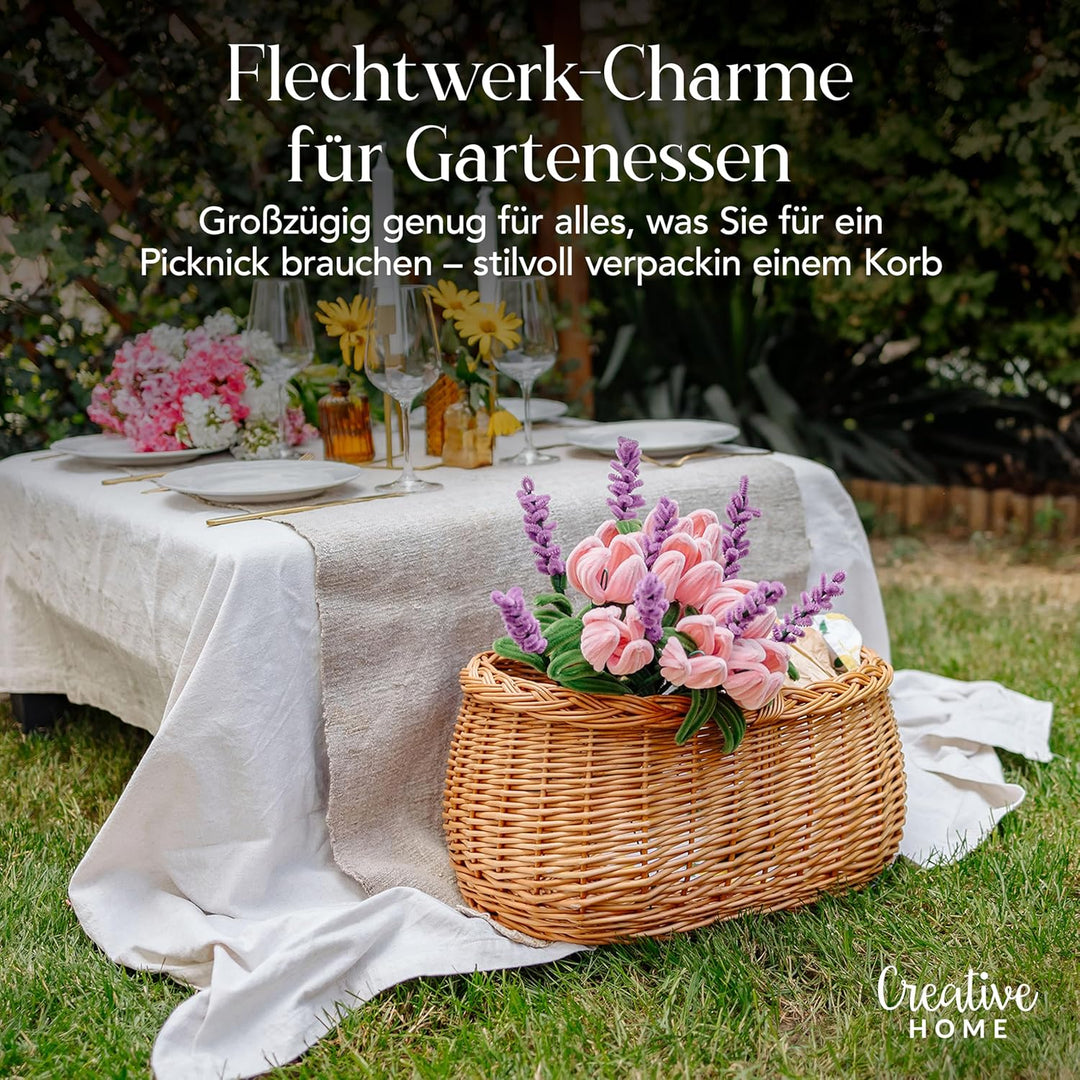 Creative Home Grosse Picknickkorb Weidenkorb mit Henkel Einkaufskorb | 45 x 32 x 34 cm (+/- 1 cm) |
