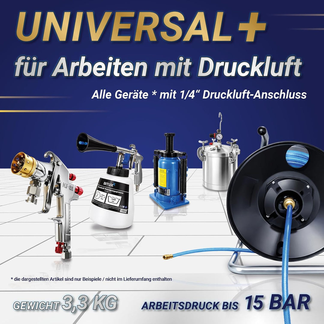 Bituxx Druckluftschlauchtrommel Druckluft Luftschlauch Trommel Aufroller für Kompressor 20 Meter man