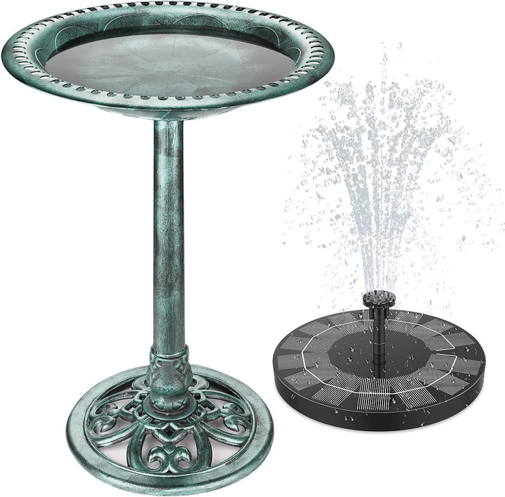 AISITIN Vogeltränke mit 2.5W Solar Springbrunnen, Futterplatz, Garten/Balkon Dekoration, Vogelbecken