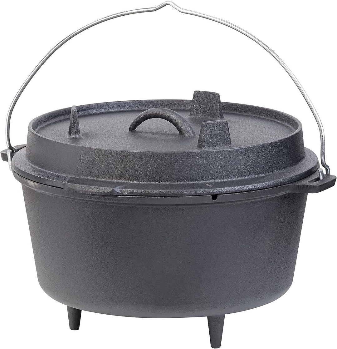 Rosenstein & Söhne Dutch Ofen: Dutch Oven aus Gusseisen mit Standfüssen, 2in1-Deckel & -Pfanne, 9 l