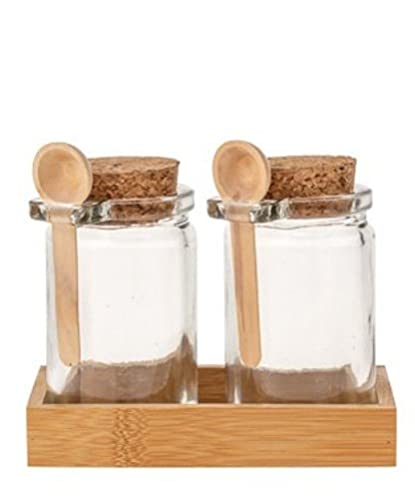 2er Set Korkenglas mit Holzlöffel │ Füllmenge 120ml │ inkl. Löffel und Tablett