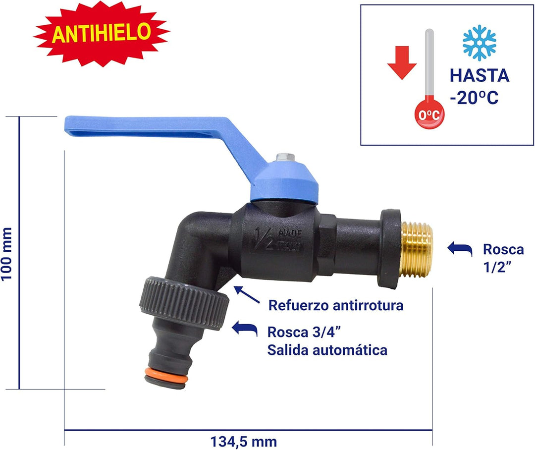 S&M 180.026 – Griffin 1/2 Frostkugel Griff aus schwarzem Polypropylen mit automatischer Wiederaufnah