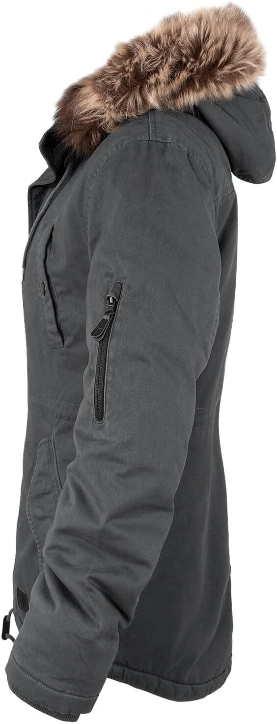 bw-online-shop Ladies Fishtail Winterparka mit Teddyfutter Parka Jacke Wintermantel M Anthrazit, M A