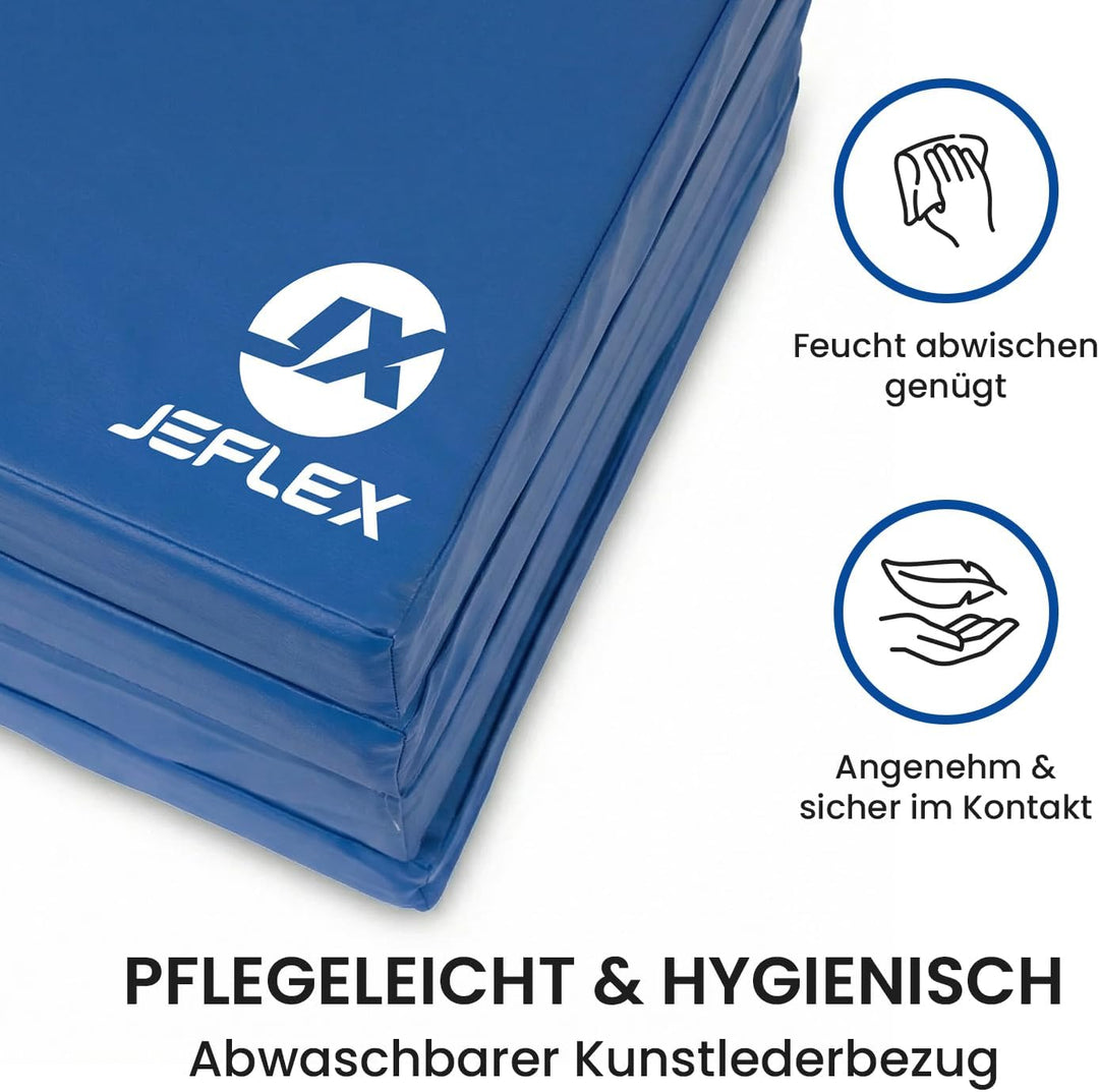 Jeflex - klappbare Weichbodenmatte & Turnmatte 200 x 100 x 8 cm MADE IN GERMANY/Gymnastikmatte tragb