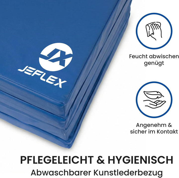 Jeflex - klappbare Weichbodenmatte & Turnmatte 200 x 100 x 8 cm MADE IN GERMANY/Gymnastikmatte tragb