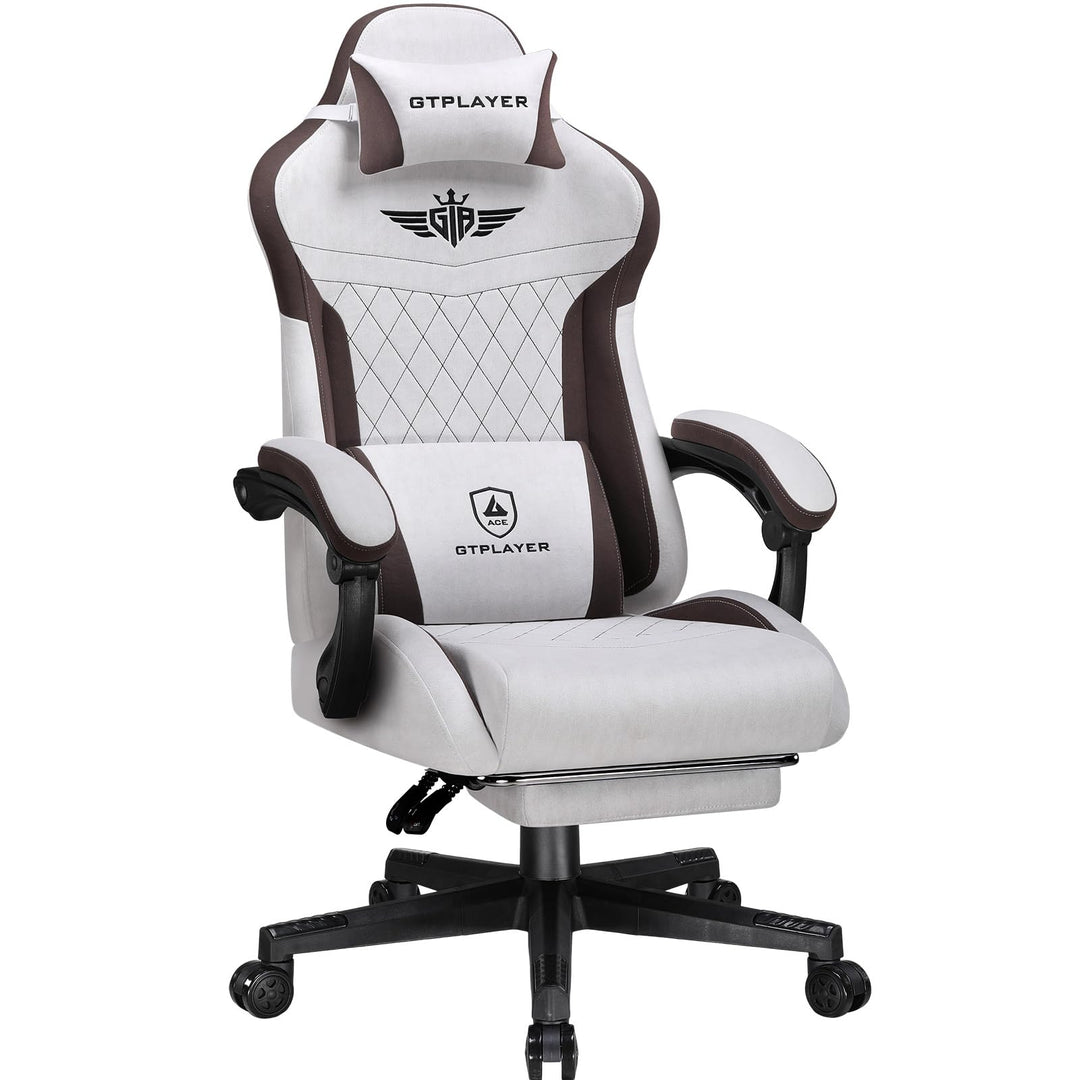 GTPLAYER Gaming Stuhl, Ergonomischer Gamer Stuhl aus Stoff mit Lendenwirbelstütze, PC-Stuhl mit verb