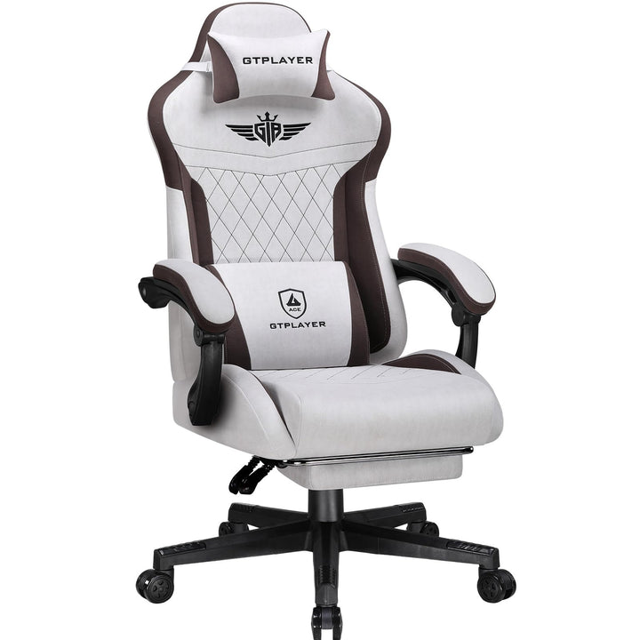 GTPLAYER Gaming Stuhl, Ergonomischer Gamer Stuhl aus Stoff mit Lendenwirbelstütze, PC-Stuhl mit verb