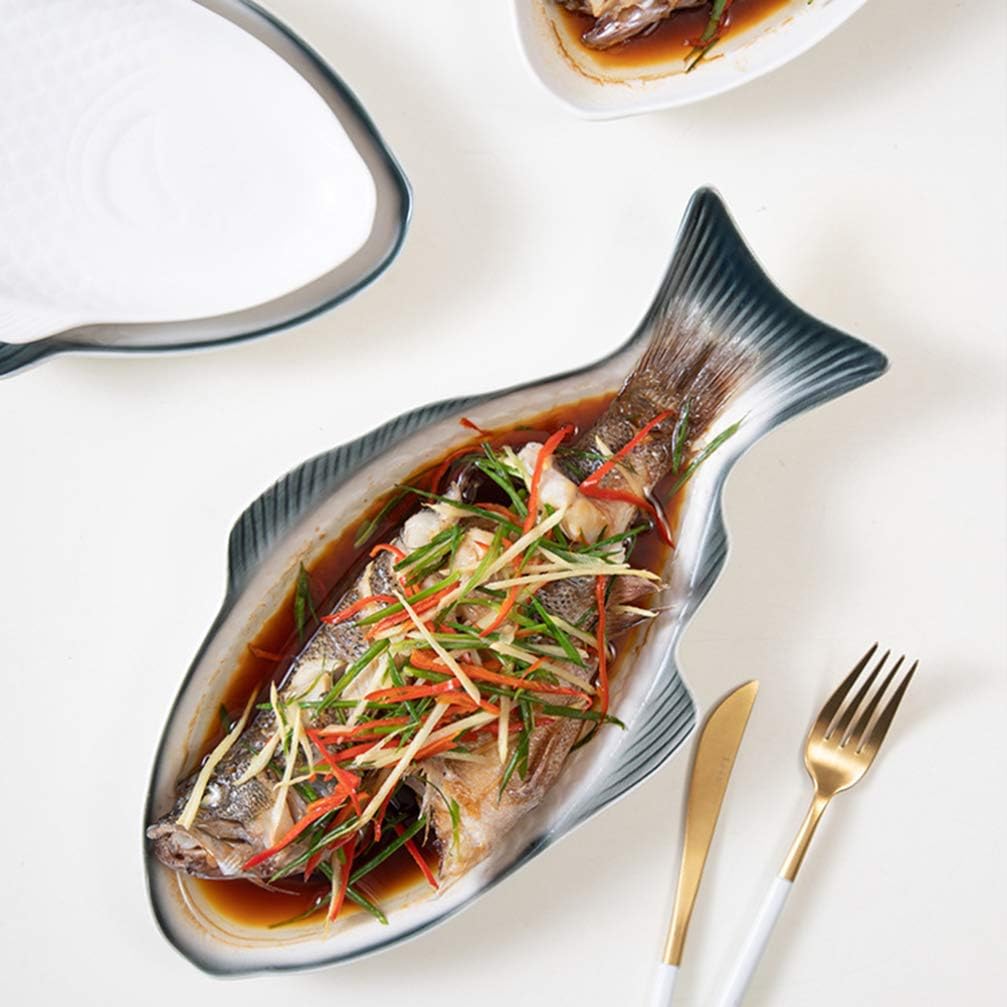 HEMOTON Fischform Servierplatte Servierteller Essen Tablett für Sushi Garnelen Obst Oder Käse 15 Zol