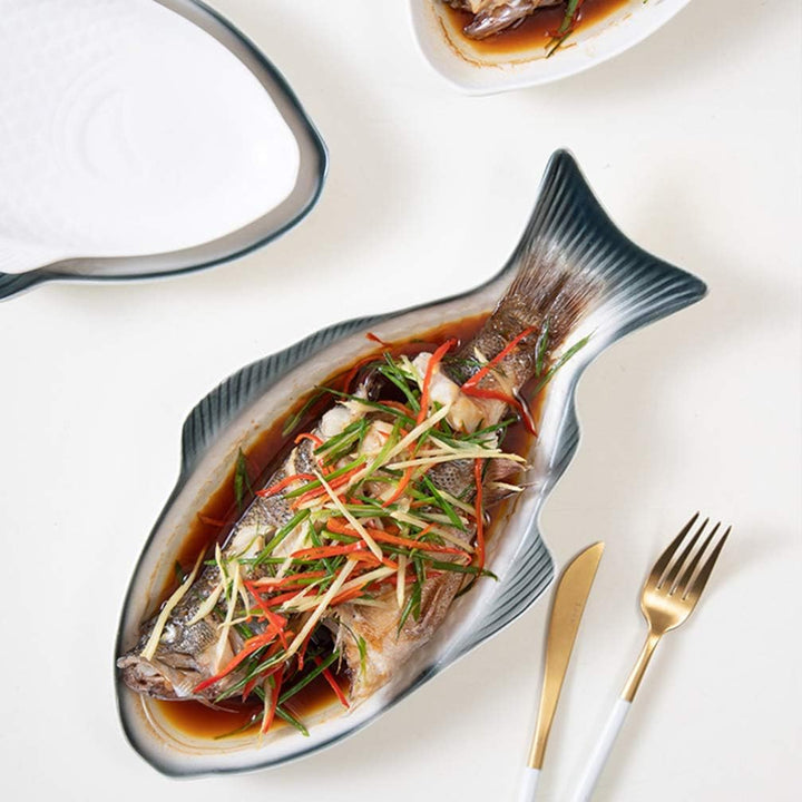 HEMOTON Fischform Servierplatte Servierteller Essen Tablett für Sushi Garnelen Obst Oder Käse 15 Zol