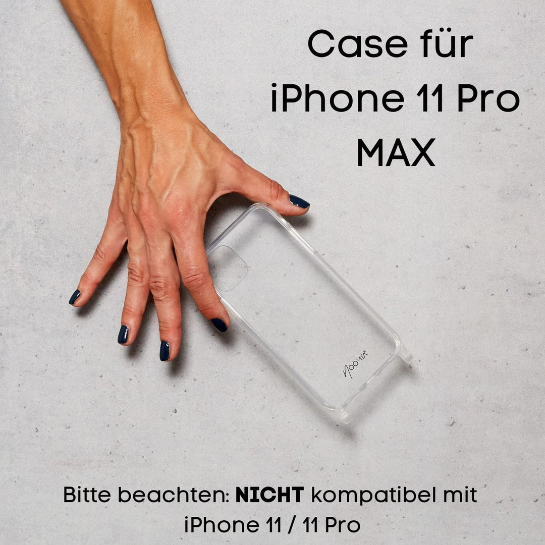 NOOMYA® Premium Fashion Handykette | Set Handyhülle iPhone 11 Pro MAX & Handyband Sea Salt | Handygu