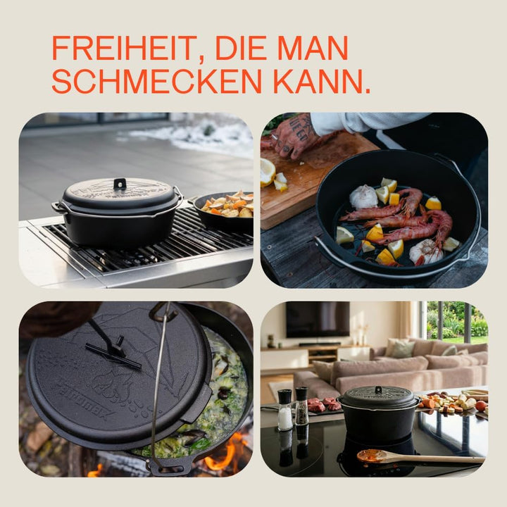 Petromax Dutch Oven Essential Line Set 3,5L - Gusseisen Feuertopf mit Zubehör 3,5 Liter Set, 3,5 Lit