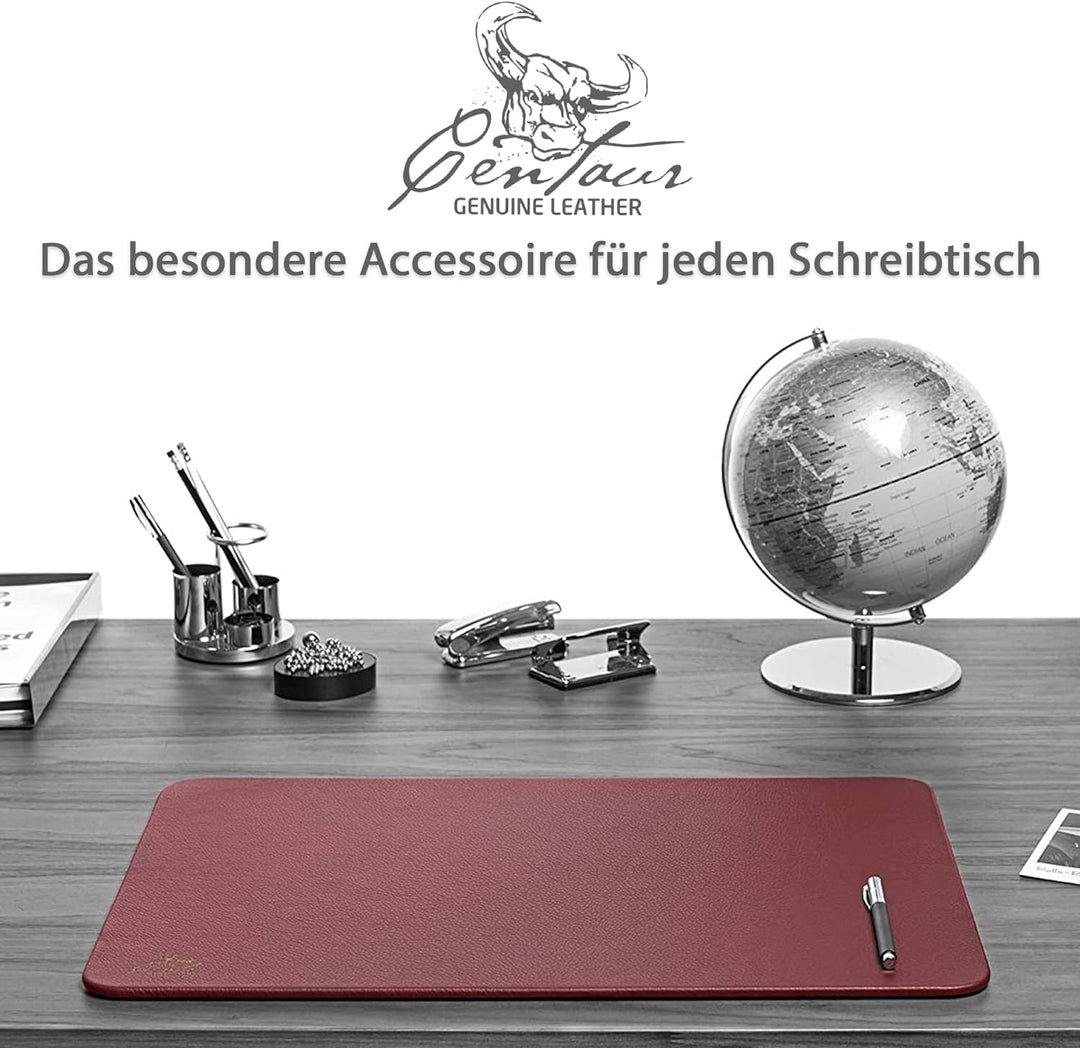 Centaur - Hochwertige Leder Schreibtischunterlage - Weinrot 40x60 cm - ideal für Büro und Zuhause -