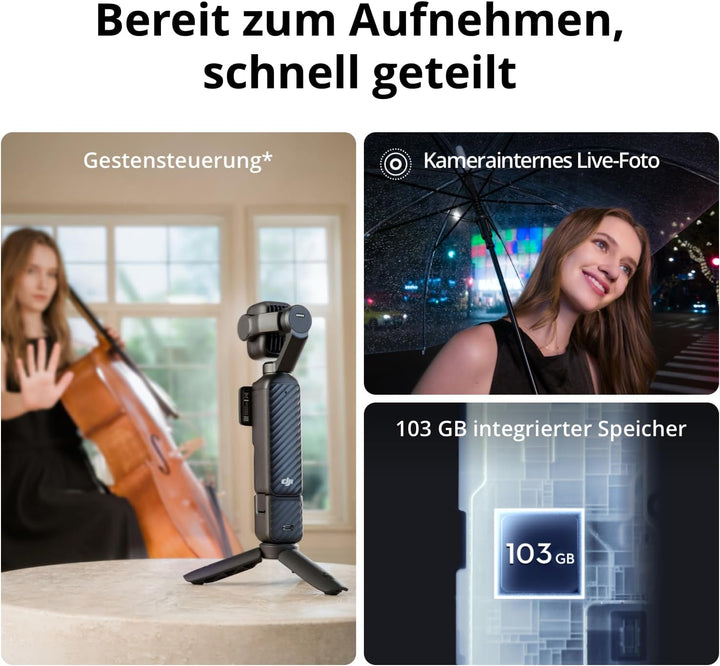 DJI Osmo Pocket 4P Vlog Combo, Vlog-Kamera mit Dual-Objektiv, kinoreifes 4K | 3× optischer Zoom, 4K/