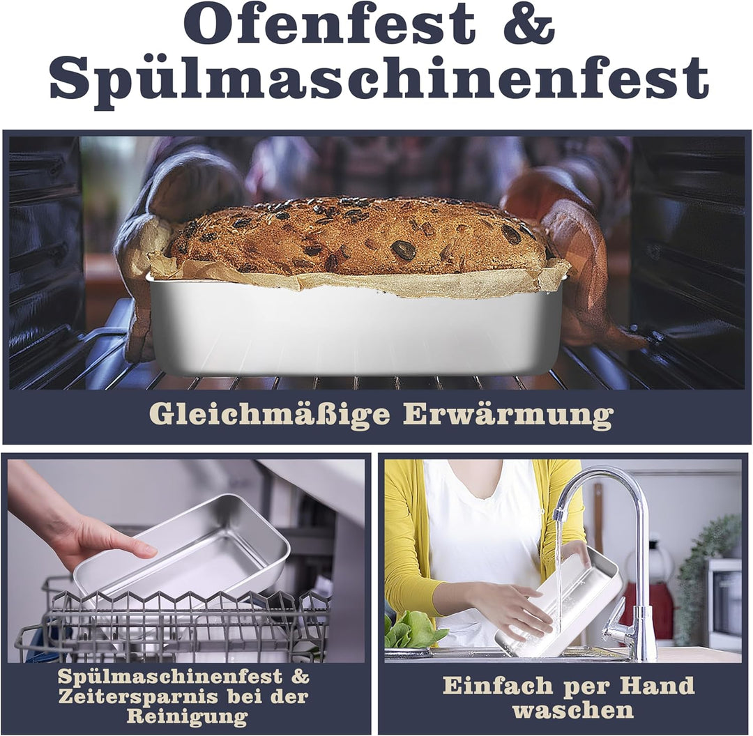 Homikit 2 Stück 30,5cm Kastenform Gross, Edelstahl Brotbackform Brotform für Kuchen, Brot und Toast,