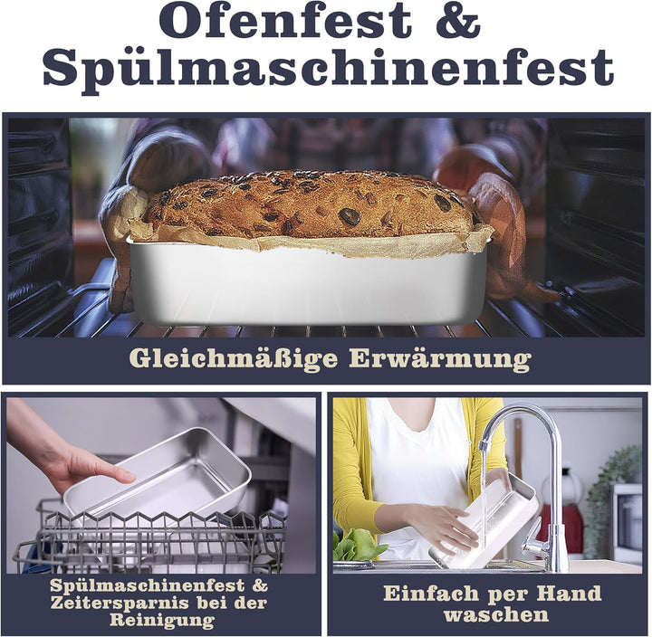 Homikit 2 Stück 30,5cm Kastenform Gross, Edelstahl Brotbackform Brotform für Kuchen, Brot und Toast,