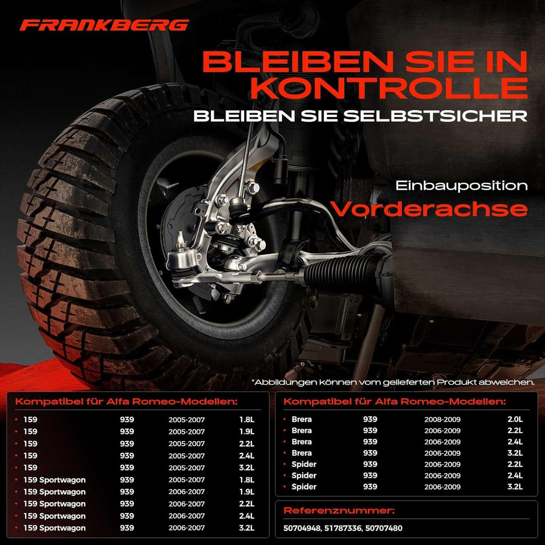 Frankberg Querlenker Radaufhängung Vorne Rechts Oben Kompatibel mit 159 Brera Spider 939 1.8L-3.2L 2