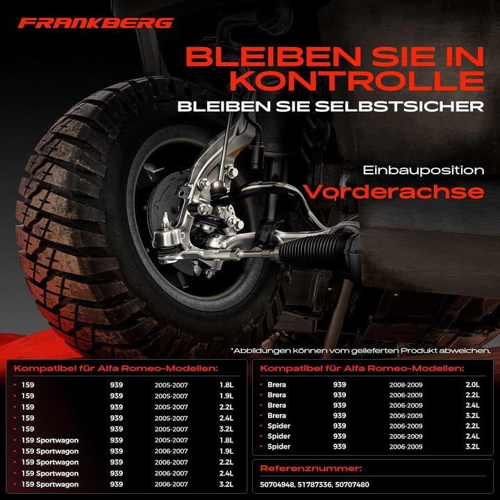 Frankberg Querlenker Radaufhängung Vorne Rechts Oben Kompatibel mit 159 Brera Spider 939 1.8L-3.2L 2