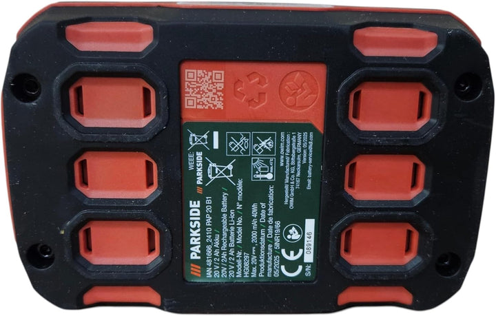 Parkside PAP20A1 Battery 20 V with Capacity 2 Ah for X20Vteam Series Devices Example Drills, Saws, S