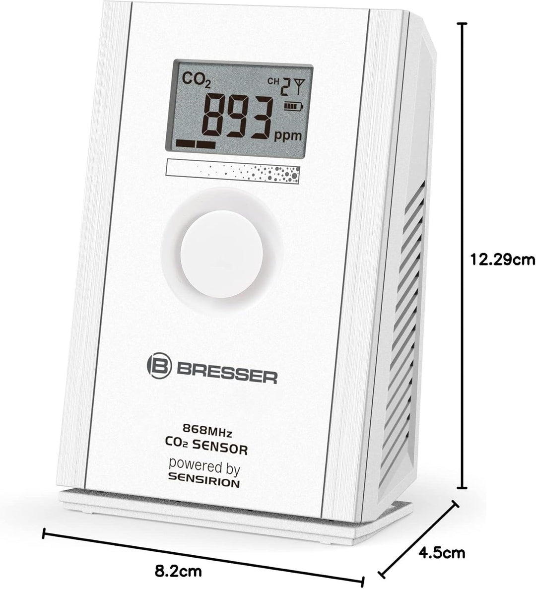 BRESSER CO2-Sensor Luftqualitätssensor zur Raumluftüberwachung, Wetterstation Erweiterung, Kohlendio
