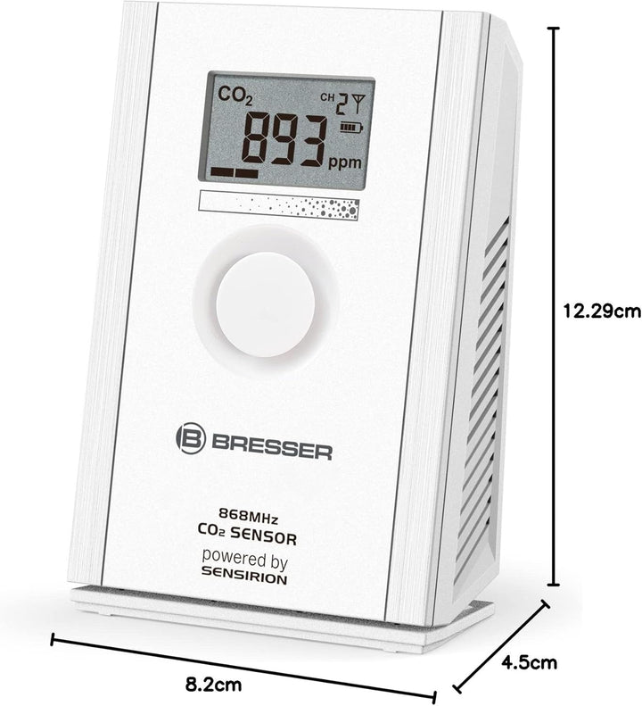 BRESSER CO2-Sensor Luftqualitätssensor zur Raumluftüberwachung, Wetterstation Erweiterung, Kohlendio