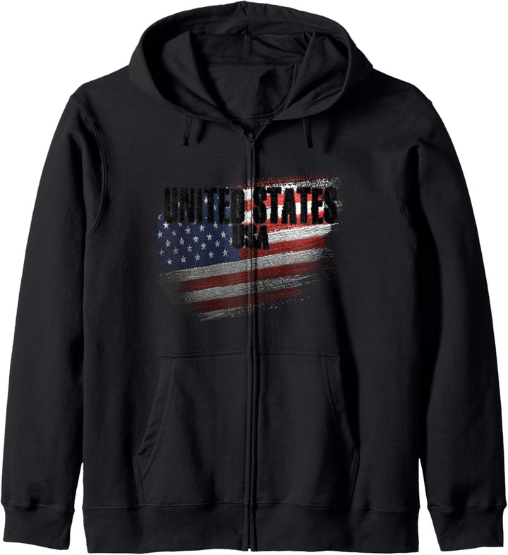 USA, Amerikanische Flagge Grunge Kapuzenjacke