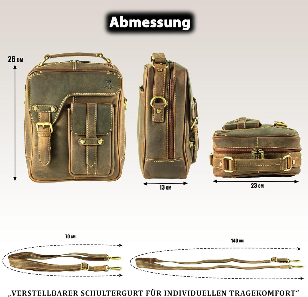 MATADOR Schultertasche Echt Leder Herren Hochwertige Arbeittasche Umhängetasche Ledertasche Tabletta