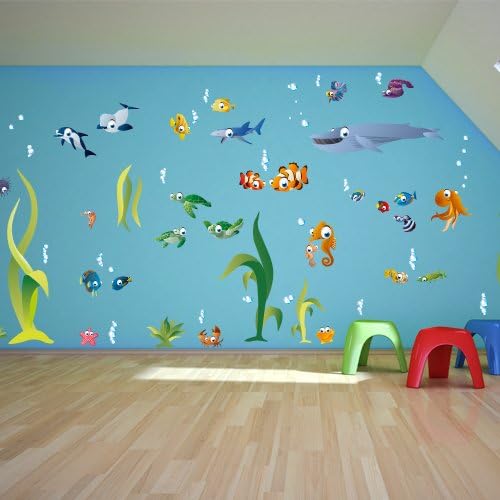 Wandkings Ozean Unterwasserwelt Wandsticker Megapack Set, 72 Aufkleber, Gesamtfläche 260 x 70 cm