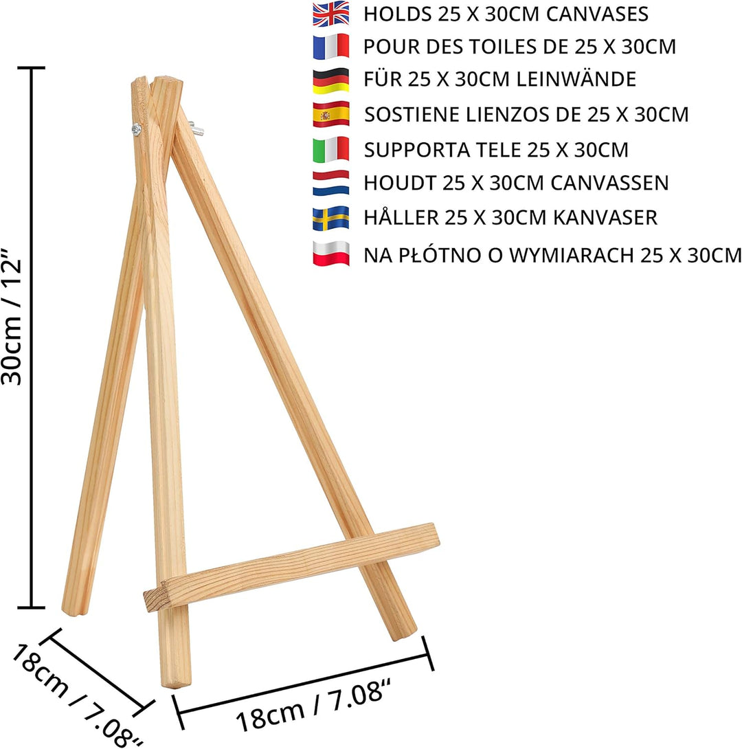 BELLE VOUS Tisch Staffelei Holz Bildhalterung Ständer (4er Pack) - 30 cm - Kleine Natur-Kiefer Dreib