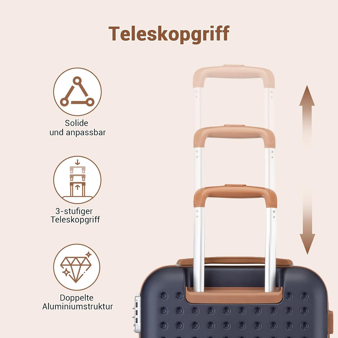KONO Koffer Trolley Gross Hartschalenkoffer Reisekoffer von ABS Hartschalen Handgepäck mit 4 Spinner