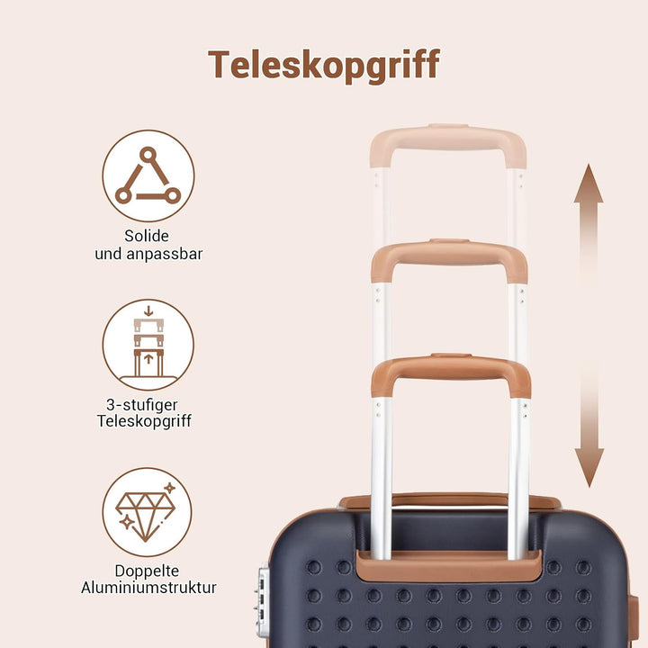 KONO Koffer Trolley Gross Hartschalenkoffer Reisekoffer von ABS Hartschalen Handgepäck mit 4 Spinner