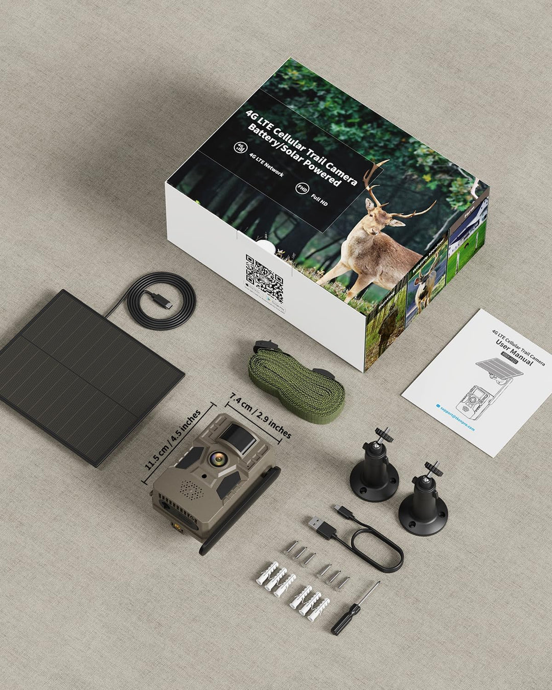 4G LTE Wildkamera mit Handyübertragung APP, Solar Überwachungskamera Aussen mit SIM Karte, 2K Wildti