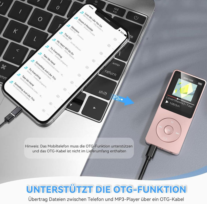 AGPTEK 64GB Klassischer MP3 Player, Laufzeit bis zu 70 Stunden, HiFi, Kleiner MP3-Player für Kinder/
