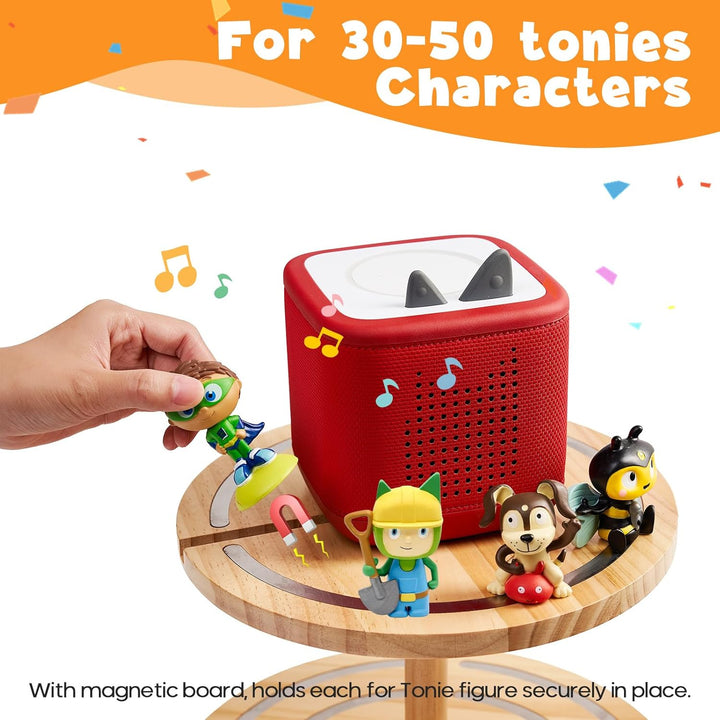 Gieanoo 360°Runde Tonies Magnetisches Regal, 2-Tier Toniebox Display Regal für 30-50 Tonie Charakter