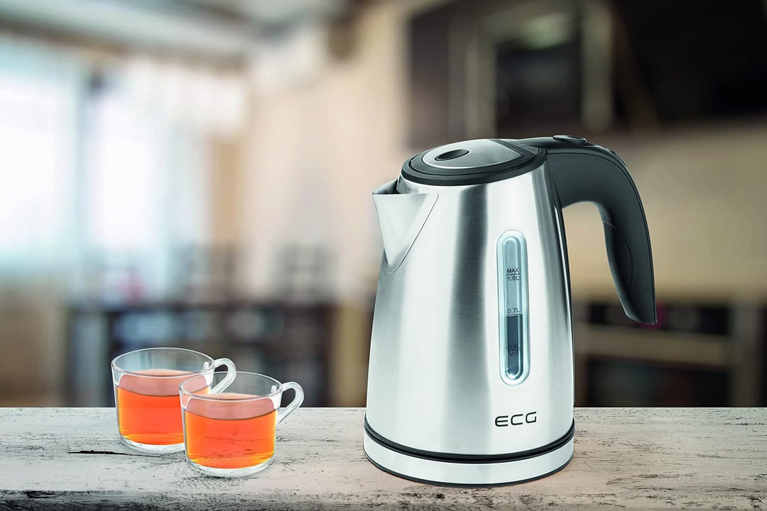 ECG RK 1050 Edelstahl Wasserkocher, 1.0 Liter 1 Liter Edelstahl-design, 1 Liter Edelstahl-design
