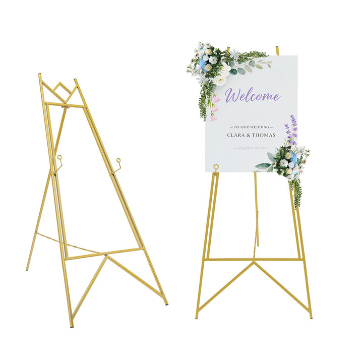 Staffeleiständer 2er Set aus Stahl für Poster und Bilder, Gold | Verstellbare Neigung &amp; Haken Staffe