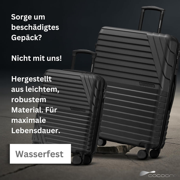 Cocoono Koffer Set 2 Teilig 77cm & Handgepäck Koffer 55x40x20cm in einem Set, Sehr robuste Reisekoff