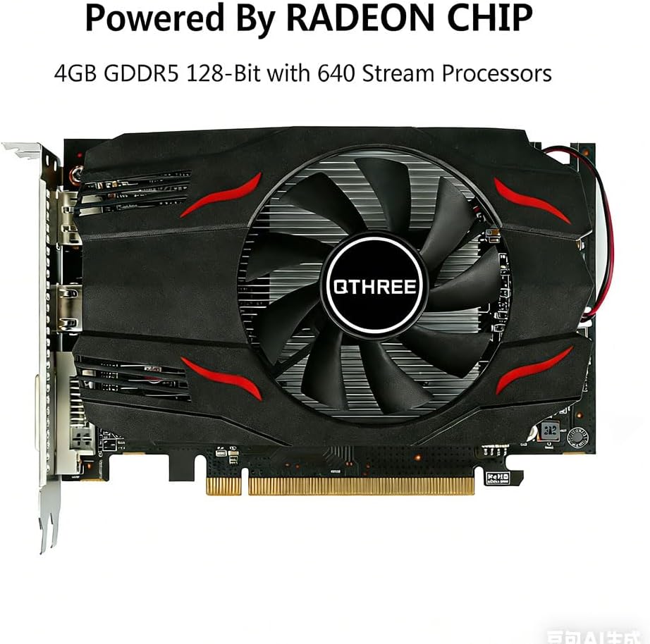 QTHREE Radeon RX 550 Grafikkarte, 4G D5 128-bit, DisplayPort HDMI DVI-D, PCI Express x8, Desktop Gam
