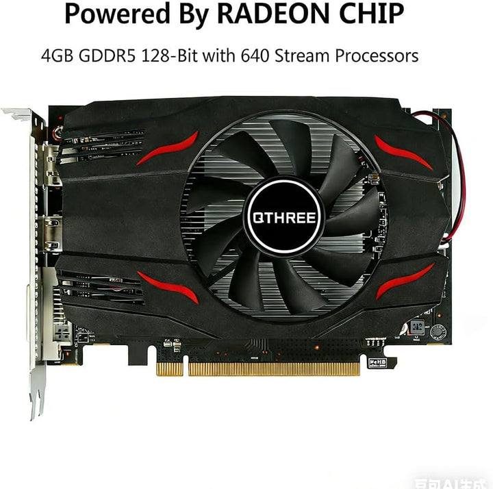 QTHREE Radeon RX 550 Grafikkarte, 4G D5 128-bit, DisplayPort HDMI DVI-D, PCI Express x8, Desktop Gam