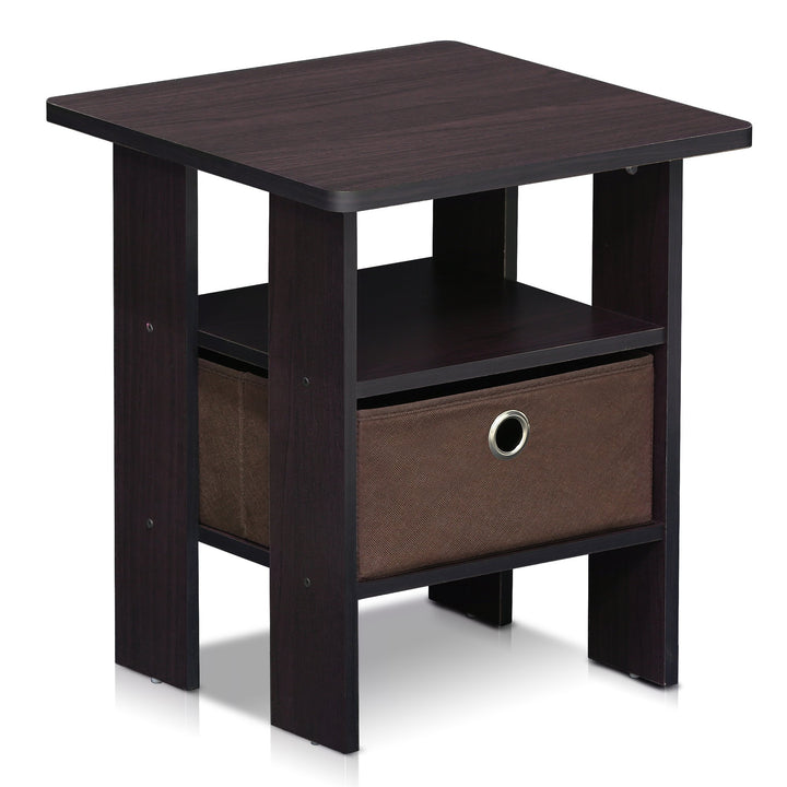 Furinno Andrey Beistelltisch Nachttisch mit Schublade, Dunkle Walnuss, 39.37 x 39.37 x 44.45 cm Eilz
