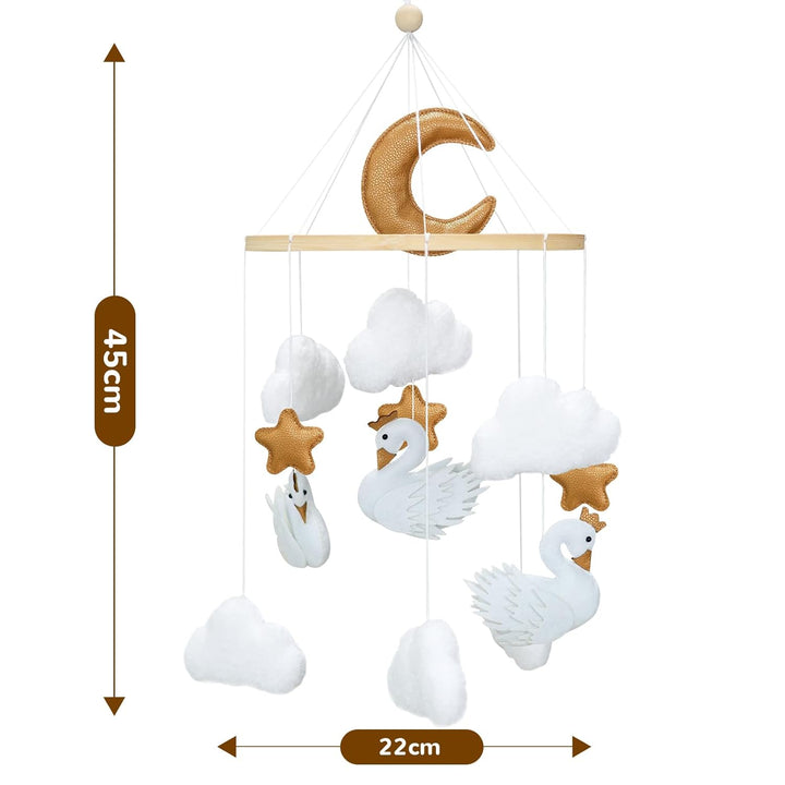 Weisse Schwan Mobile Baby Windspiele,Gekrönte Weisse Schwan, Wolken, Sterne Babybett Mobile Baby Hol