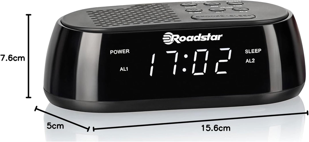 Roadstar CLR-2477 Radiowecker, Digitaler Radio PLL-FM, Zwei Weckzeiten und Schlaf Timer, USB-Anschlu