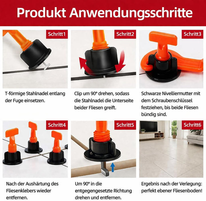 Fliesen Nivelliersystem Kit, 500 Stück wiederverwendbare Fliesen Spacer für Fliesenausgleich, 10 Stü