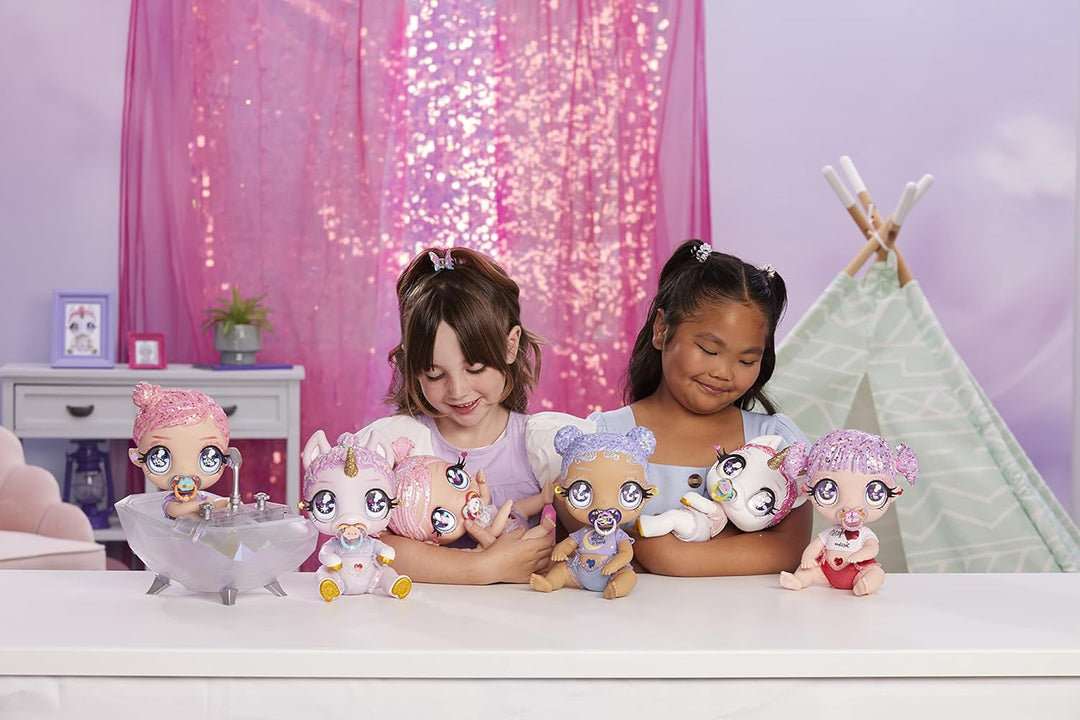 Glitter Babyz MGA Marina Finley - Babypuppe mit 3 magischen Farbwechseln durch eiskaltes Wasser, Pin