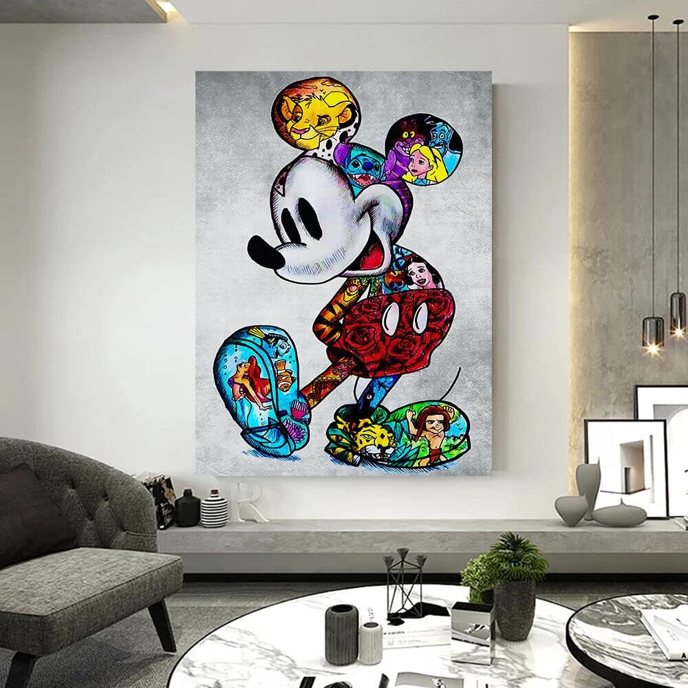 Magic Canvas Art - Bilder Micky Maus Figuren Pop Art Leinwandbild 1- teilig Hochwertiger Kunstdruck