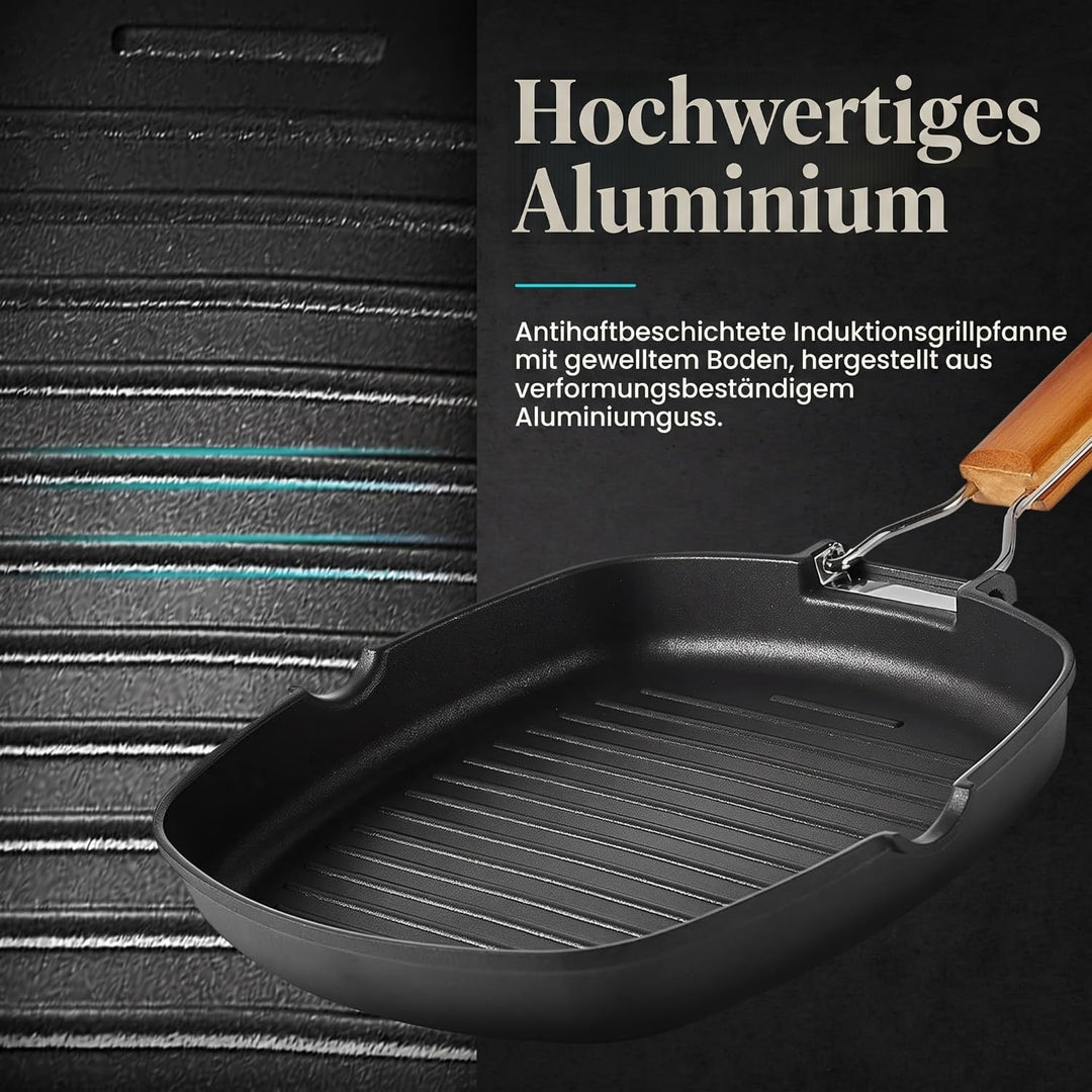 WECOOK! Ecostone - Aluminium Non Stick Grill Pan - Ribbed 24 x 24 cm, 24 x 24 cm