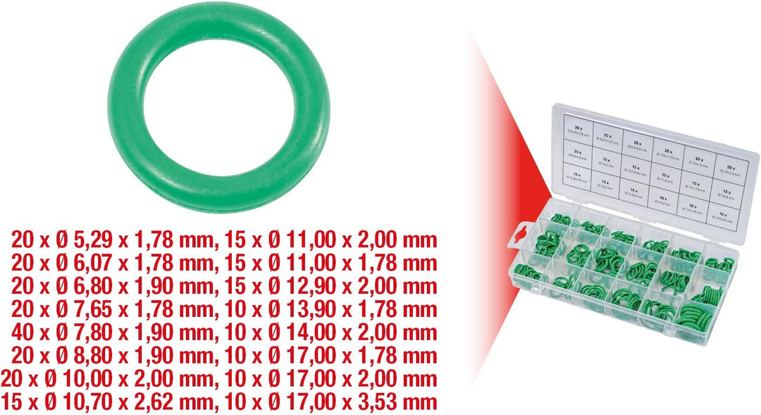 KS Tools 970.0340 Sortiment O-Ringe für Klima, HNBR, 270-tlg.