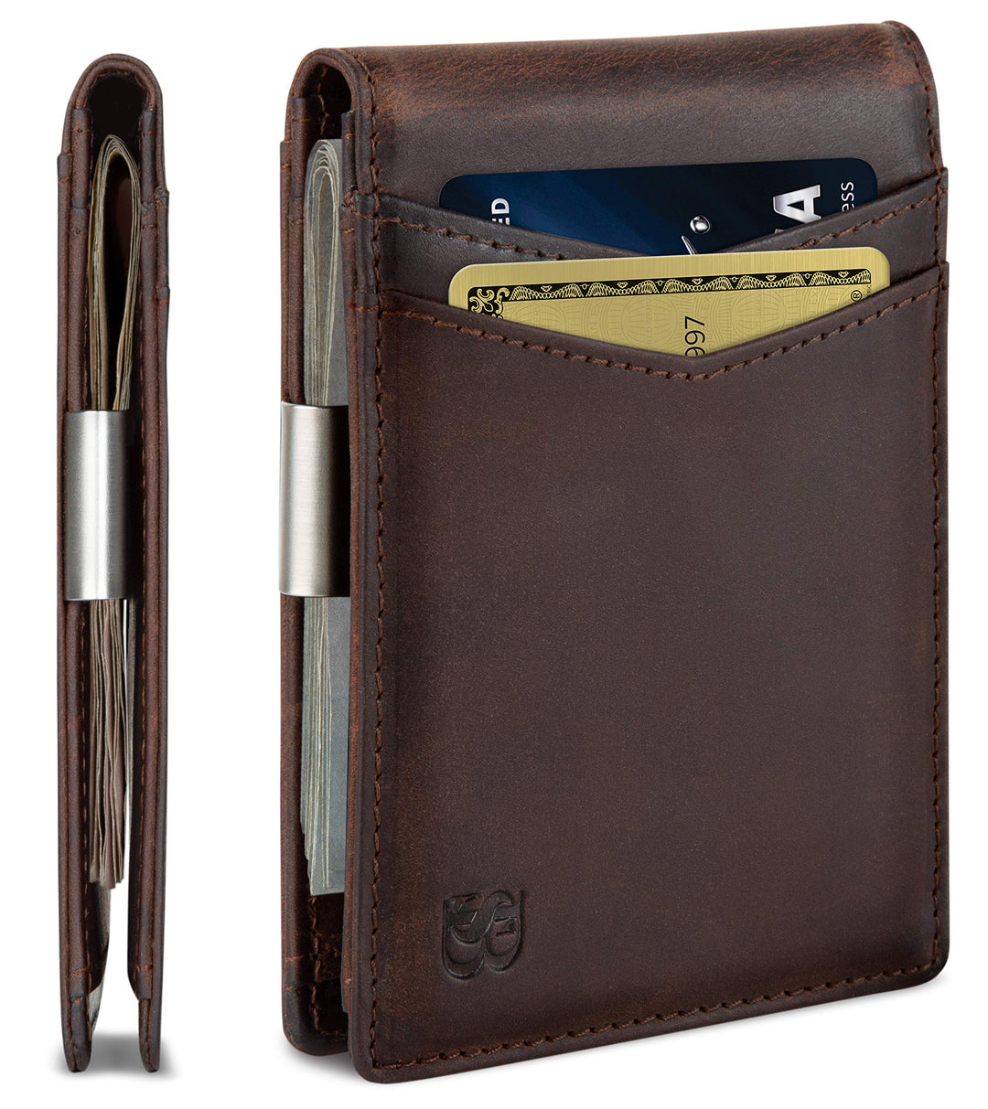 SERMAN Brands börse mit Klammer â€“ Herren-Geldbörsen, schmale Vordertasche, RFID-blockierender Kart