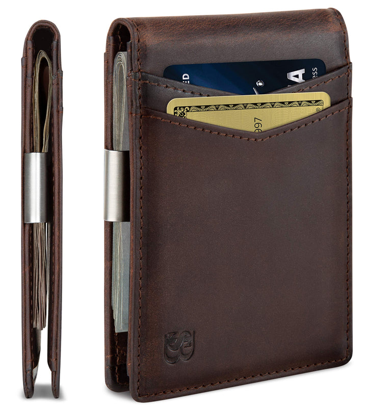 SERMAN Brands börse mit Klammer â€“ Herren-Geldbörsen, schmale Vordertasche, RFID-blockierender Kart